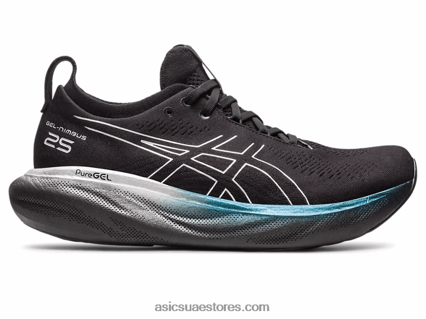 Asics أسود / فضي نقي هلام نيمبوس 25 بلاتين 2N24DJ342