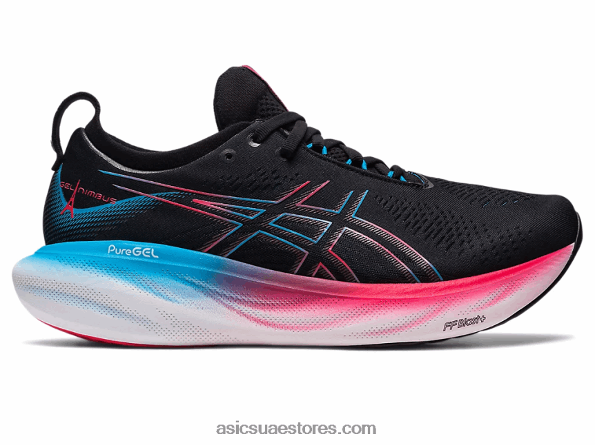 Asics أسود / أحمر كهربائي جل نيمبوس 25 2N24DJ6