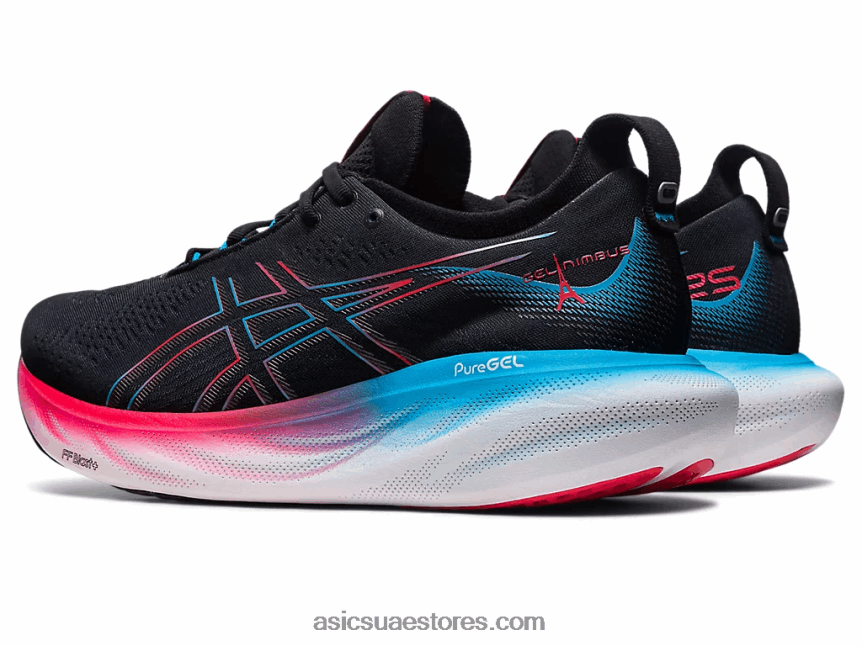 Asics أسود / أحمر كهربائي جل نيمبوس 25 2N24DJ6