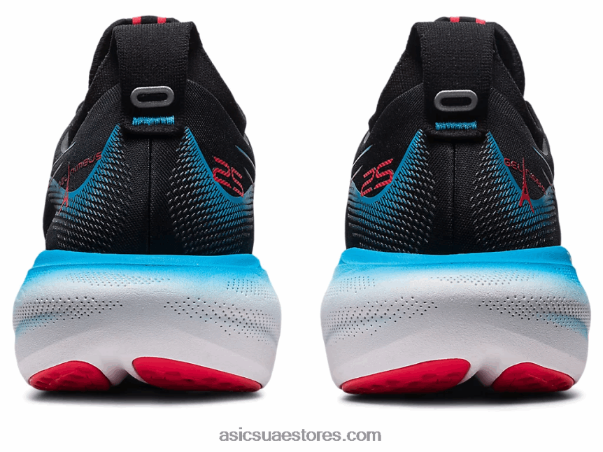 Asics أسود / أحمر كهربائي جل نيمبوس 25 2N24DJ6