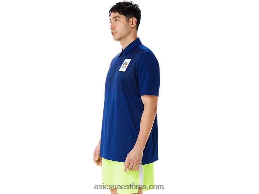 Asics أزرق غامق (بانتون 281 ج) الرجال بولو سداسي التدرج wch 2N24DJ1216