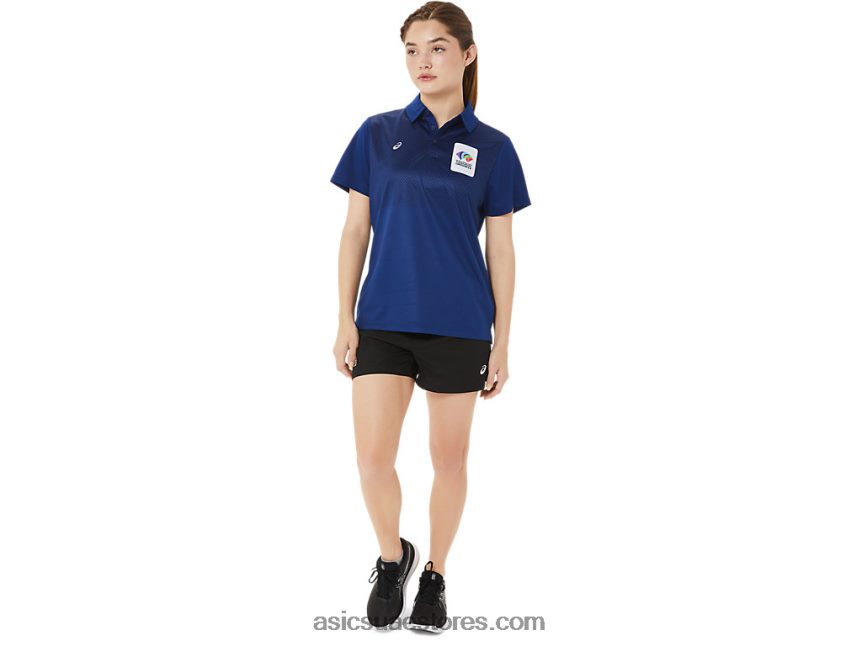 Asics أزرق غامق (بانتون 281 ج) المرأة بولو سداسي التدرج wch 2N24DJ3214