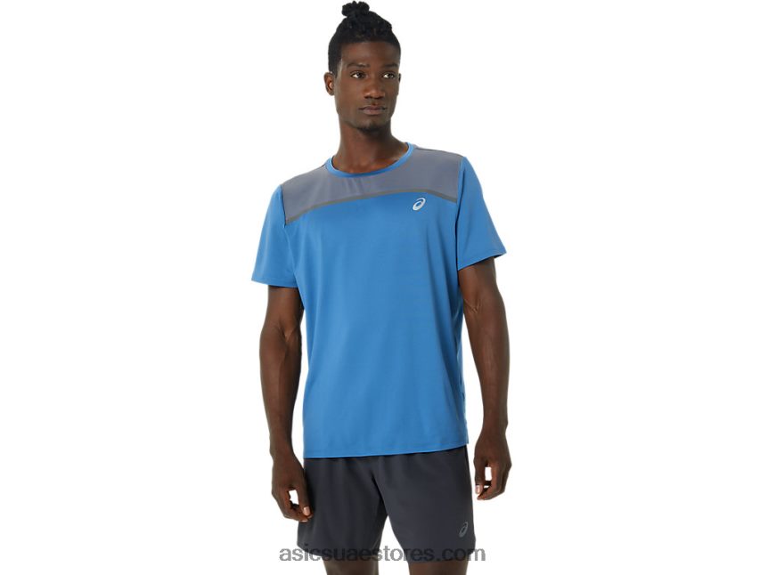 Asics اللازوردية / حاضرة الرجال قصيرة الأكمام العلاقات العامة لايت 2N24DJ1032