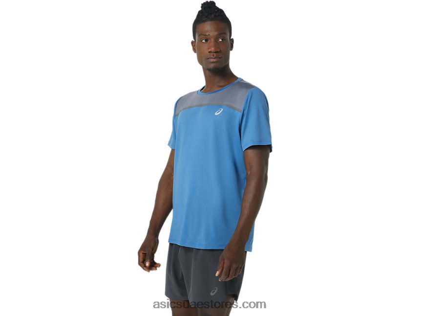 Asics اللازوردية / حاضرة الرجال قصيرة الأكمام العلاقات العامة لايت 2N24DJ1032