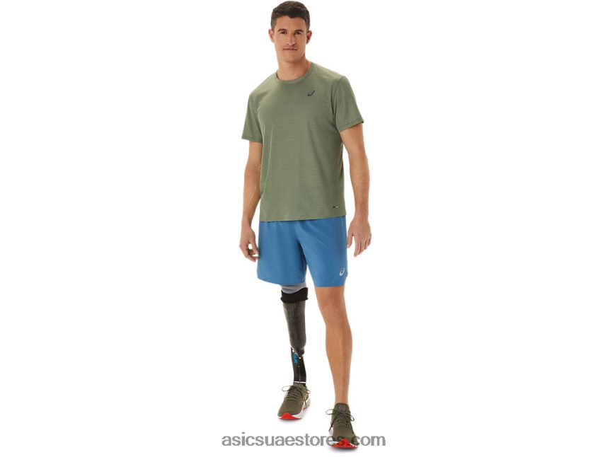 Asics حزاز أخضر قميص بأكمام قصيرة للتهوية للرجال 2N24DJ1042