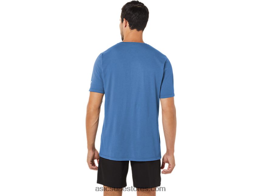Asics اللازوردية فرشاة الرسم قصيرة الأكمام المحملة 2N24DJ1057