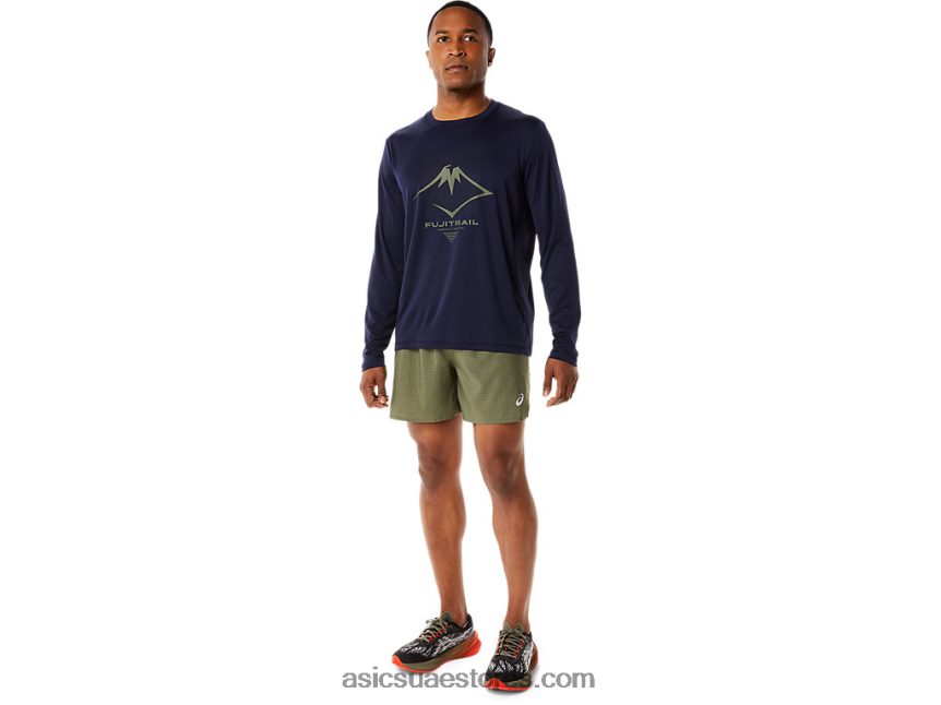 Asics منتصف الليل قميص طويل الأكمام بشعار فوجيتريل للرجال 2N24DJ1067