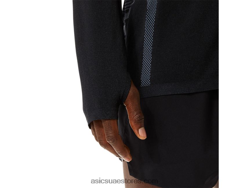 Asics أداء أسود / رمادي الناقل قميص رجالي بأكمام طويلة بدون خياطة 2N24DJ1073