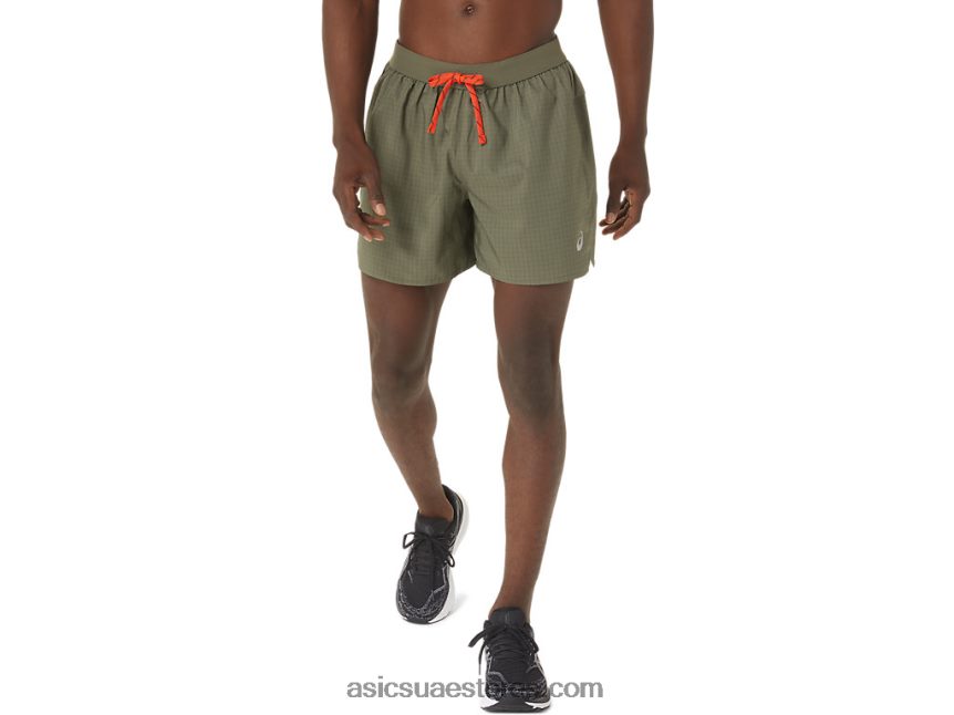 Asics عباءة خضراء شورت شعار فوجيتريل للرجال 2N24DJ1075