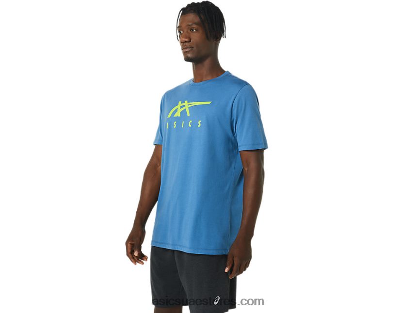 Asics اللازوردية كم قصير شريطية 2N24DJ1085