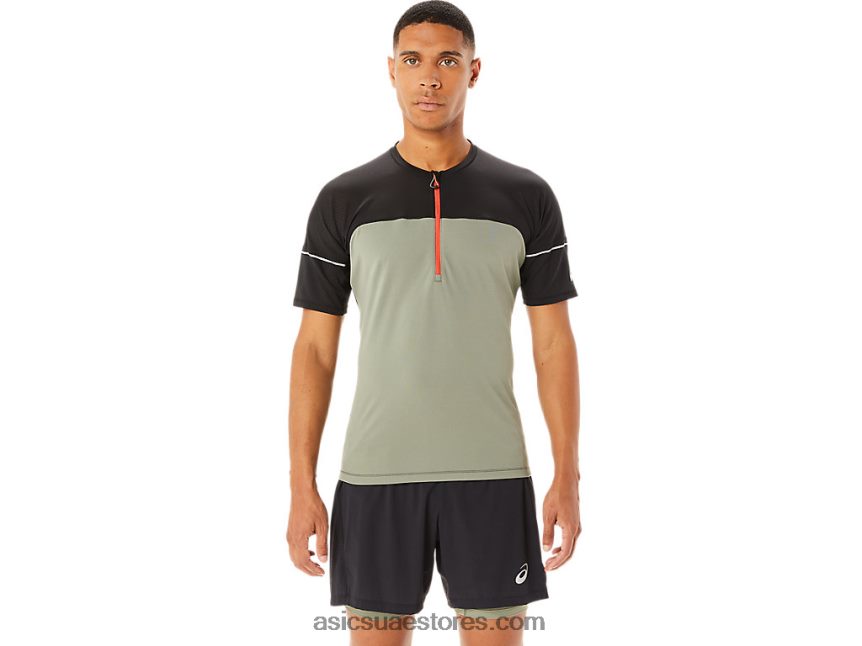 Asics حزاز أخضر / أسود أداء توب فوجيتريل للرجال 2N24DJ1088