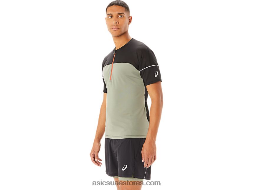 Asics حزاز أخضر / أسود أداء توب فوجيتريل للرجال 2N24DJ1088