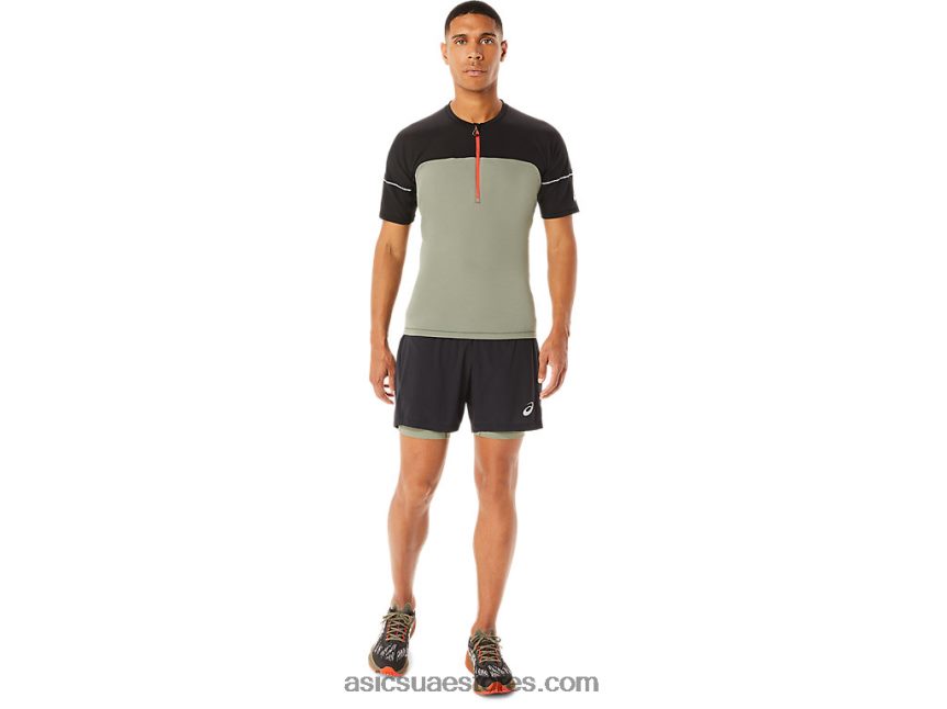 Asics حزاز أخضر / أسود أداء توب فوجيتريل للرجال 2N24DJ1088