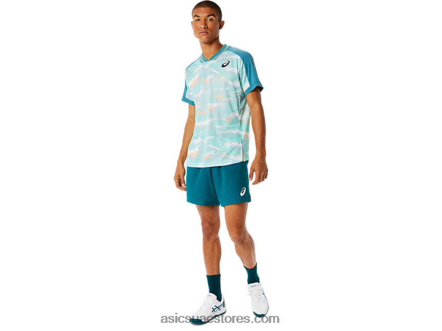 Asics الصنوبر الضبابي تي شيرت بأكمام قصيرة برسومات مطابقة للرجال 2N24DJ1090