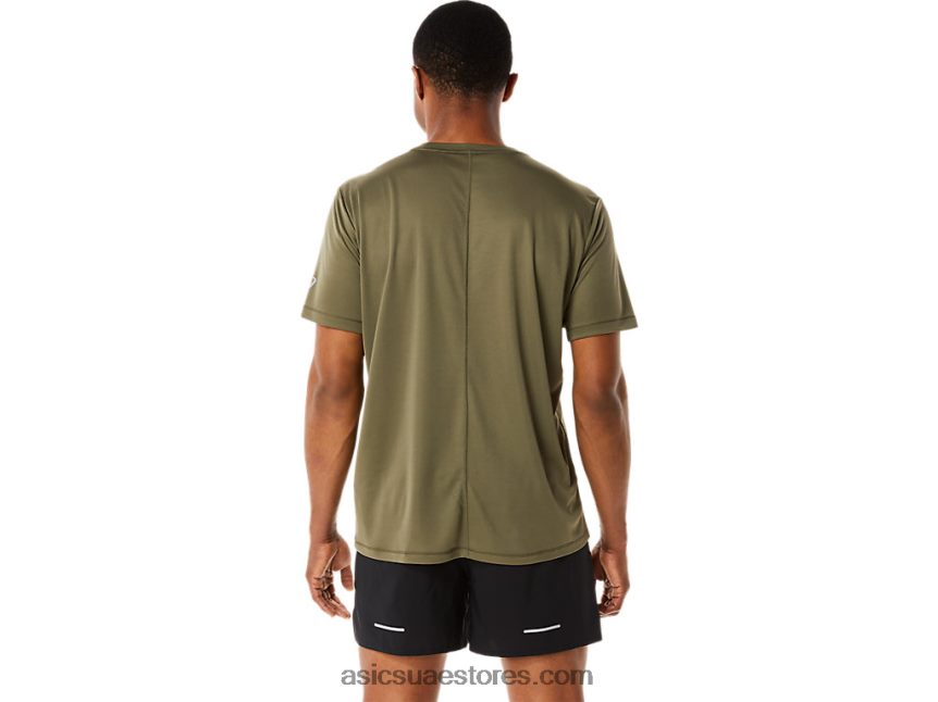 Asics عباءة خضراء توب قصير الأكمام بشعار فوجيتريل للرجال 2N24DJ1091