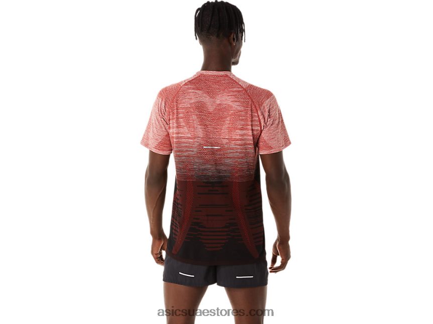 Asics أداء أسود / سبايس لاتيه قميص رجالي بأكمام قصيرة بدون خياطة 2N24DJ119
