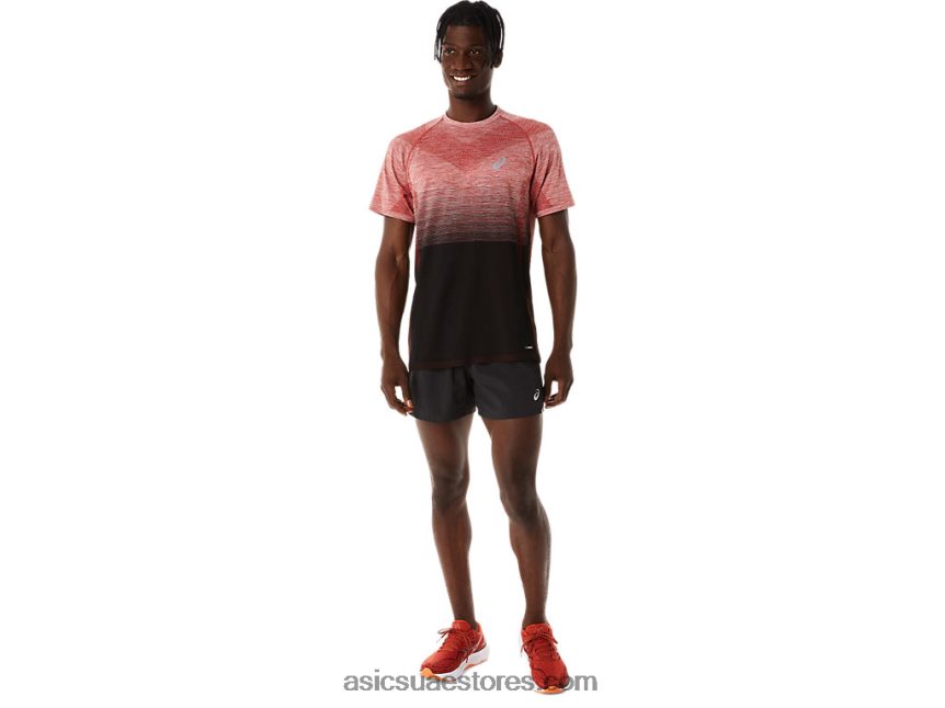 Asics أداء أسود / سبايس لاتيه قميص رجالي بأكمام قصيرة بدون خياطة 2N24DJ119