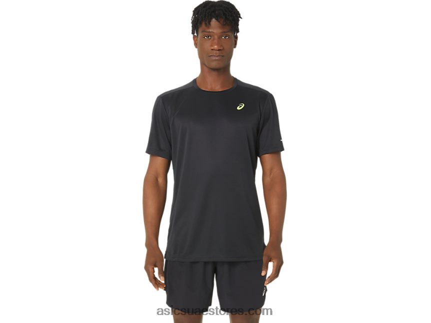 Asics أسود الأداء قميص بأكمام قصيرة شبكي خفيف 2N24DJ120