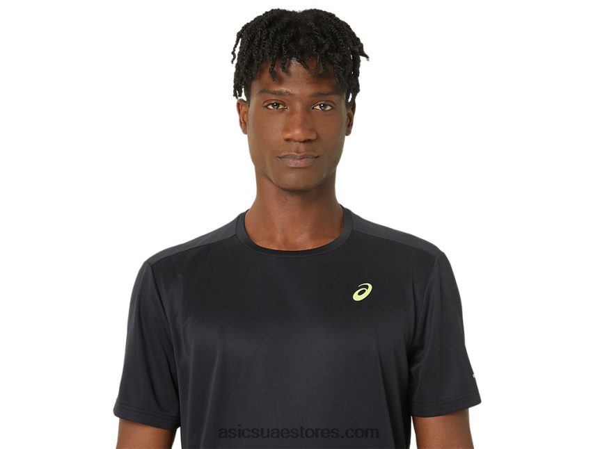 Asics أسود الأداء قميص بأكمام قصيرة شبكي خفيف 2N24DJ120
