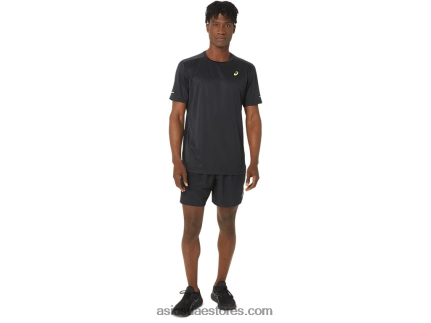 Asics أسود الأداء قميص بأكمام قصيرة شبكي خفيف 2N24DJ120
