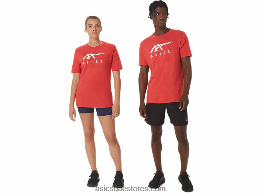 Asics هيذر الأحمر الكلاسيكي كم قصير شريطية 2N24DJ1255
