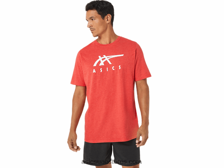 Asics هيذر الأحمر الكلاسيكي كم قصير شريطية 2N24DJ1255