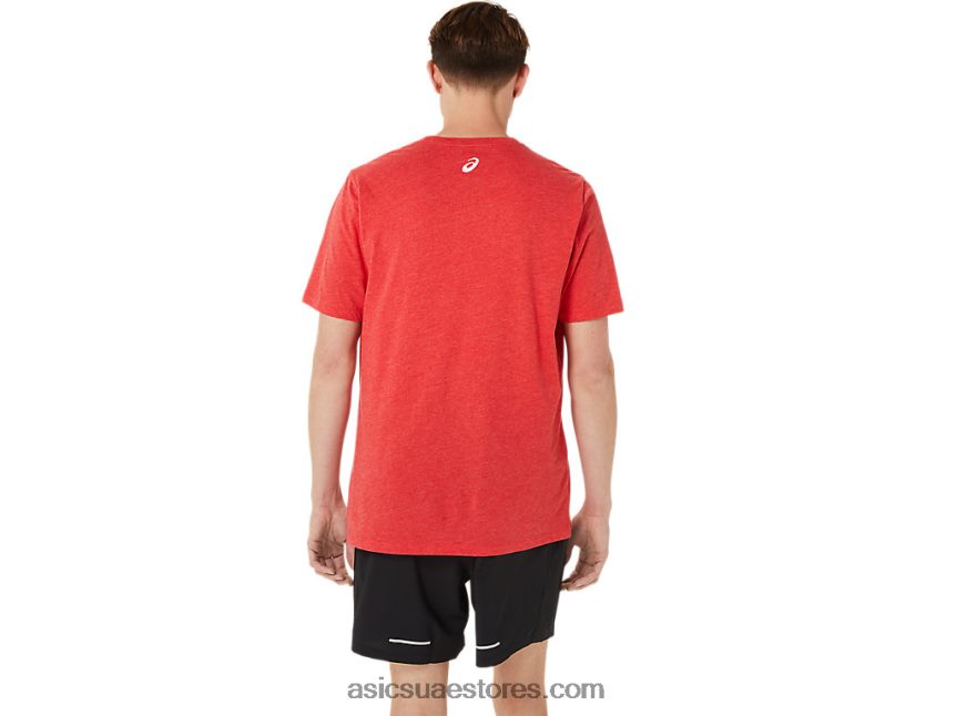 Asics هيذر الأحمر الكلاسيكي رابع أكمام قصيرة 2N24DJ1256