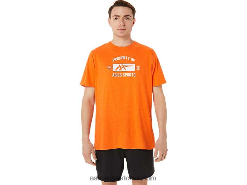 Asics هيذر البرتقال القطيفة خاصية قصيرة الأكمام من المحملة الرياضية 2N24DJ1269