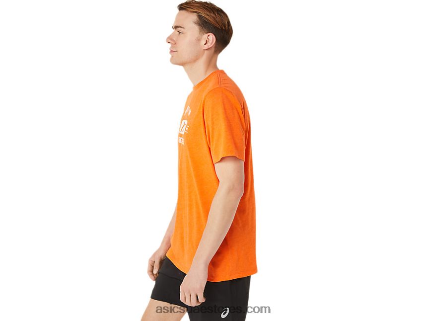 Asics هيذر البرتقال القطيفة خاصية قصيرة الأكمام من المحملة الرياضية 2N24DJ1269