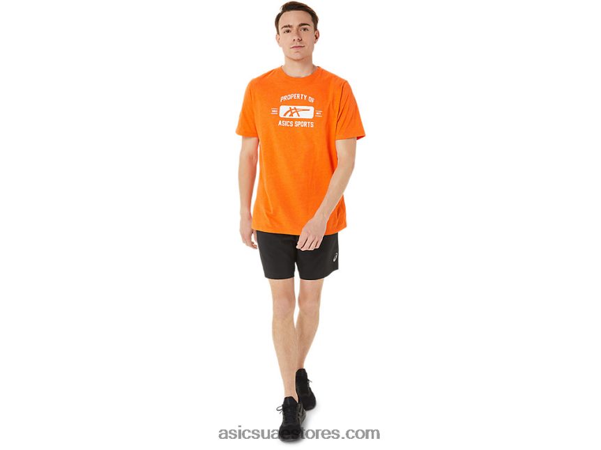 Asics هيذر البرتقال القطيفة خاصية قصيرة الأكمام من المحملة الرياضية 2N24DJ1269