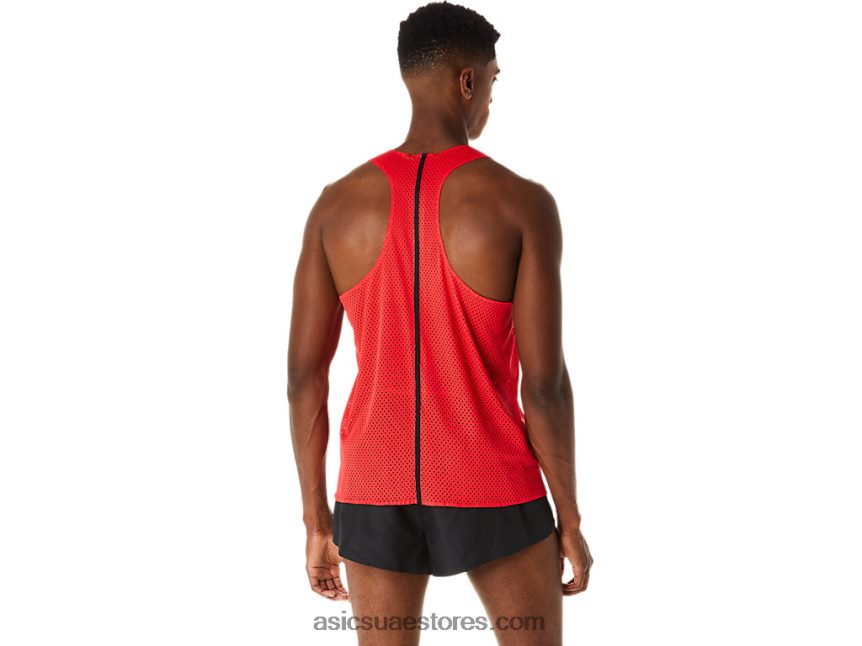 Asics أحمر كهربائي قميص جاكار أكتيبريز للرجال 2N24DJ130