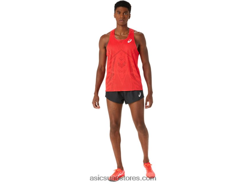Asics أحمر كهربائي قميص جاكار أكتيبريز للرجال 2N24DJ130