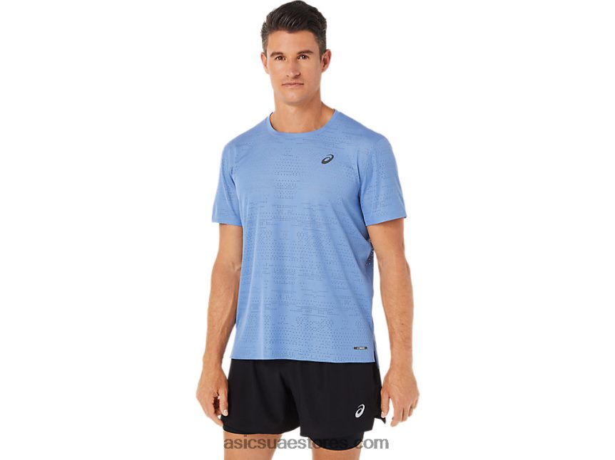 Asics الانسجام الأزرق قميص بأكمام قصيرة للتهوية للرجال 2N24DJ1325