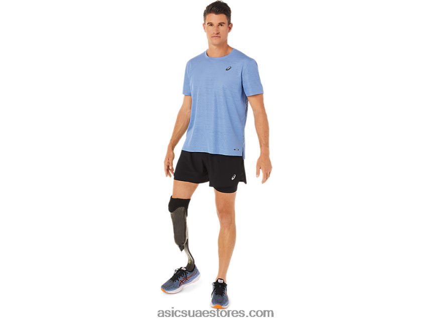 Asics الانسجام الأزرق قميص بأكمام قصيرة للتهوية للرجال 2N24DJ1325