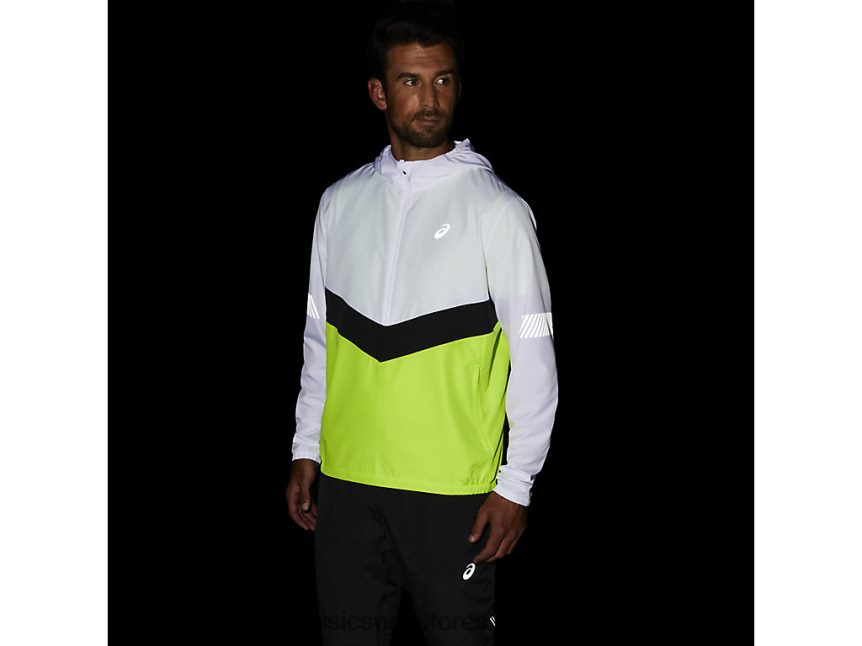Asics أبيض لامع / أخضر خطر سترة الرجال الخفيفة 2N24DJ1348