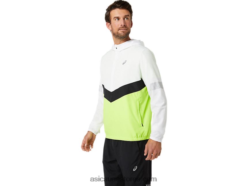 Asics أبيض لامع / أخضر خطر سترة الرجال الخفيفة 2N24DJ1348