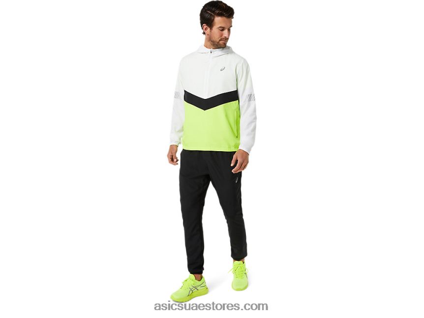 Asics أبيض لامع / أخضر خطر سترة الرجال الخفيفة 2N24DJ1348
