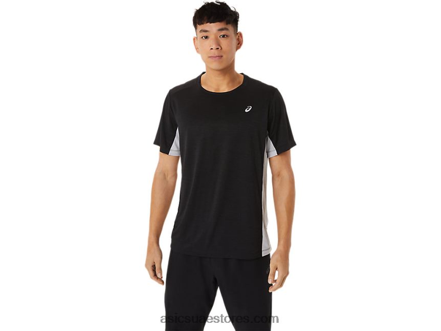 Asics أداء أسود / صخرة صخرية قطار رجال سانا كم قصير 2N24DJ1356