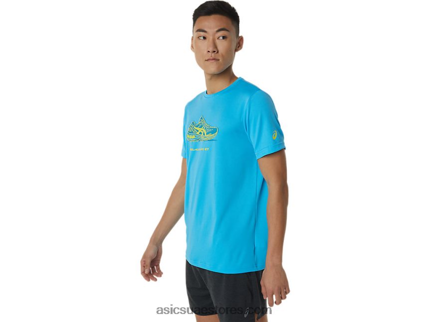 Asics أكوا الرقمية تي شيرت بأكمام قصيرة برسومات حذاء 2N24DJ1376