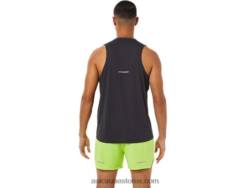 Asics أداء أسود / رمادي جرافيت القميص سباق الرجال 2N24DJ1393