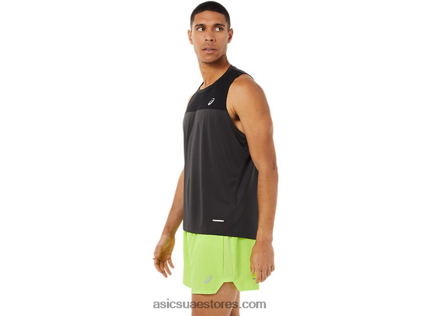 Asics أداء أسود / رمادي جرافيت القميص سباق الرجال 2N24DJ1393
