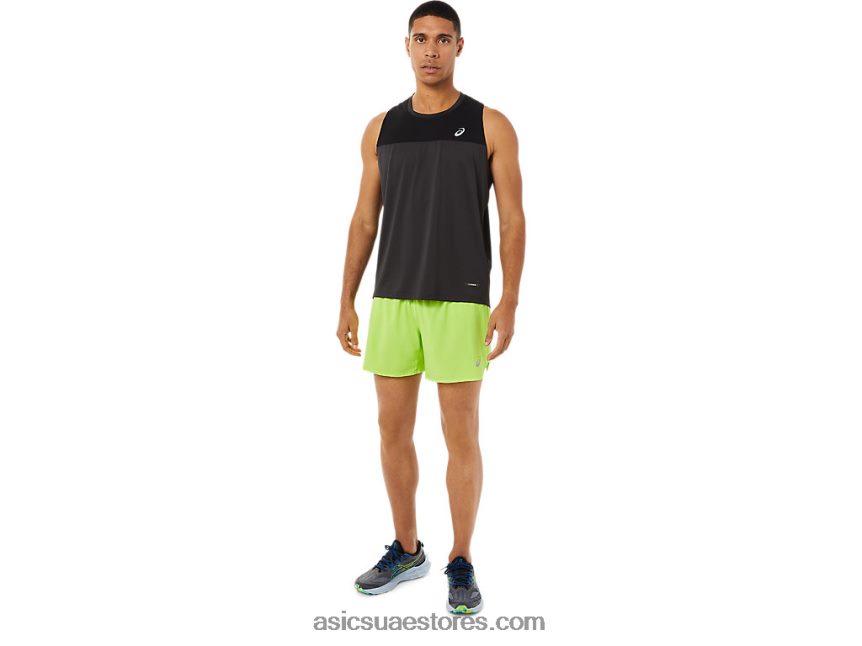 Asics أداء أسود / رمادي جرافيت القميص سباق الرجال 2N24DJ1393