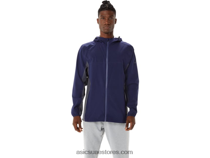 Asics معطف طاووس / رمادي حامل سترة مضادة للماء للرجال 2N24DJ1401