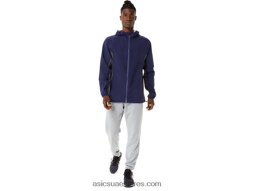 Asics معطف طاووس / رمادي حامل سترة مضادة للماء للرجال 2N24DJ1401