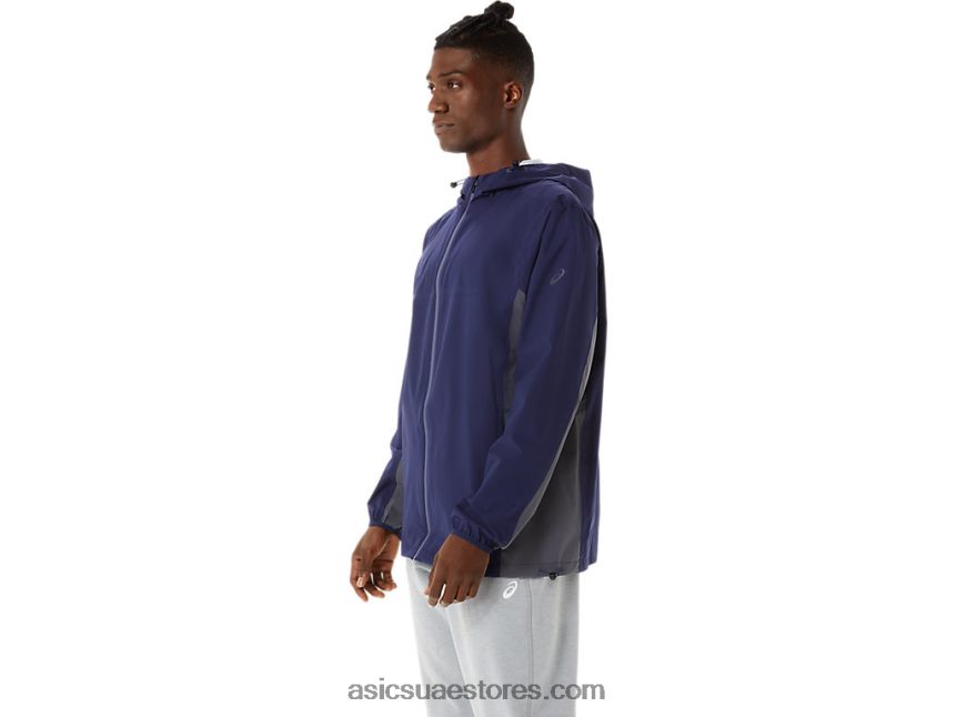 Asics معطف طاووس / رمادي حامل سترة مضادة للماء للرجال 2N24DJ1401