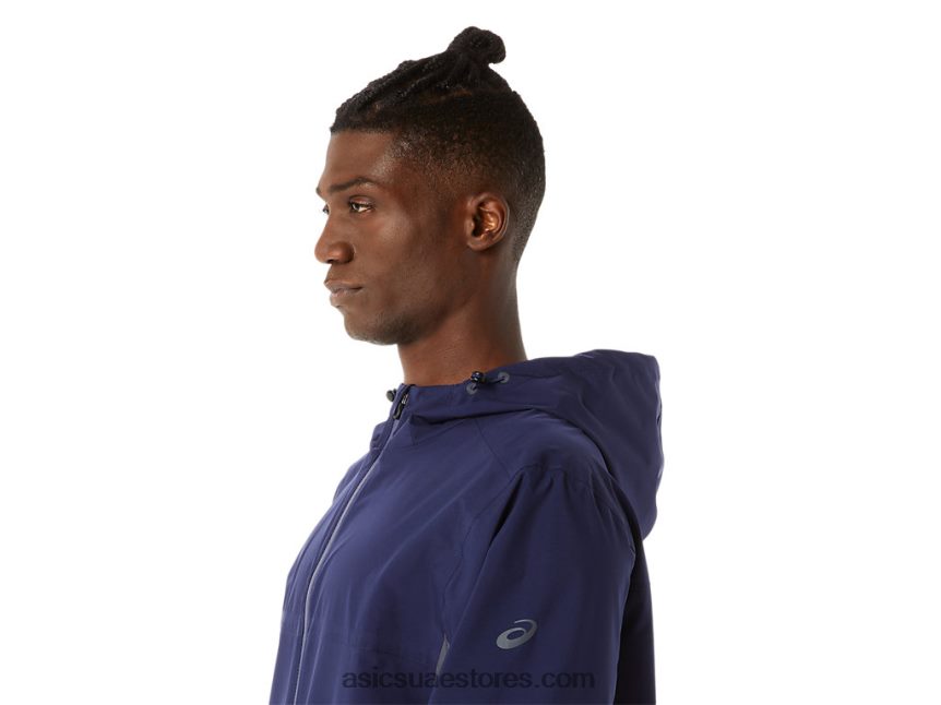 Asics معطف طاووس / رمادي حامل سترة مضادة للماء للرجال 2N24DJ1401