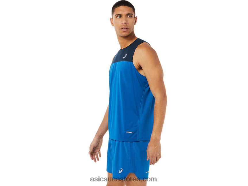 Asics الأزرق الفرنسي / محرك البحيرة القميص سباق الرجال 2N24DJ1404