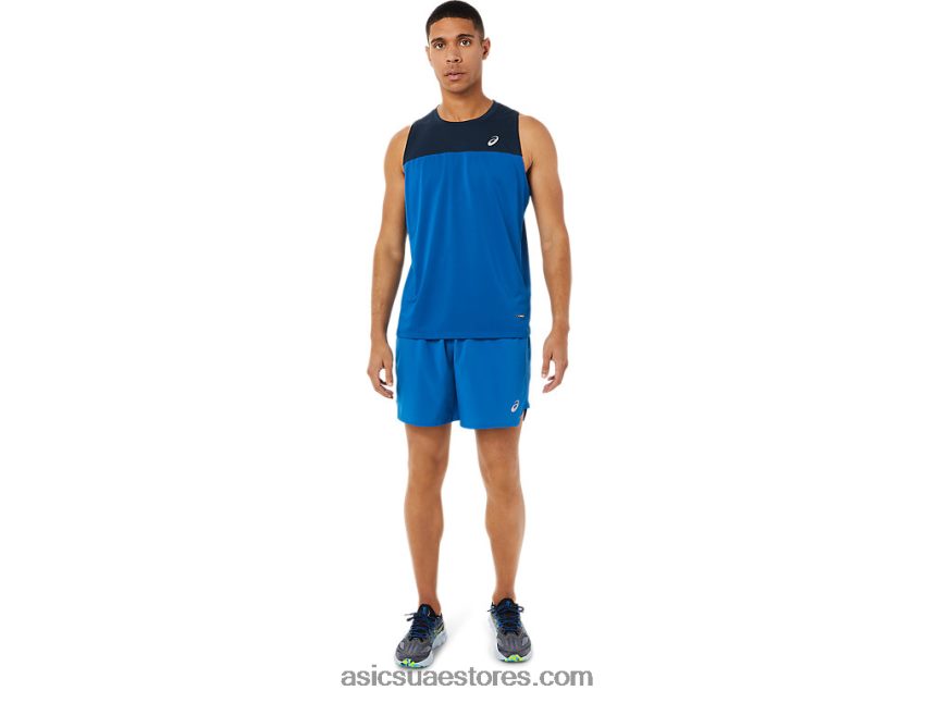 Asics الأزرق الفرنسي / محرك البحيرة القميص سباق الرجال 2N24DJ1404