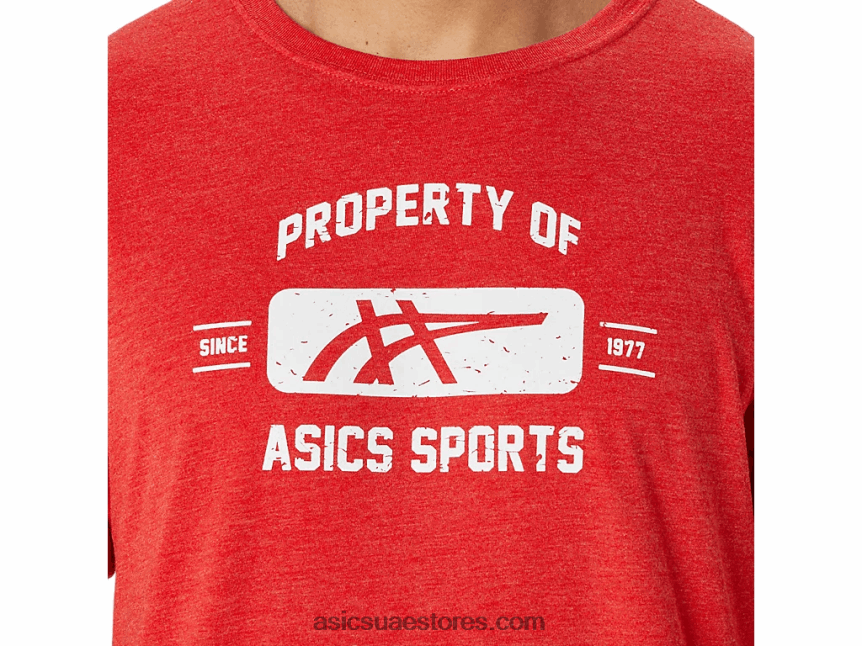 Asics هيذر الأحمر الكلاسيكي خاصية قصيرة الأكمام من المحملة الرياضية 2N24DJ140