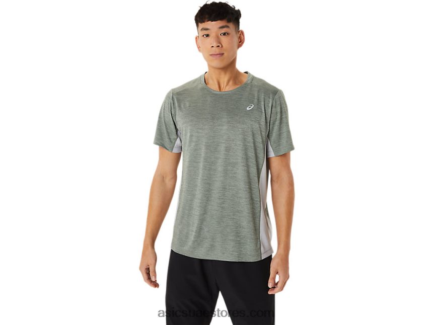 Asics حزاز أخضر / رمادي بيدمونت قطار رجال سانا كم قصير 2N24DJ1413